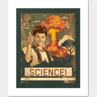 Science, retro style, explosion, atomic bomb Posters and Art